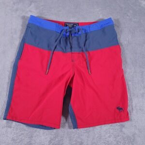 Abercrombie & Fitch Board Shorts Mens 29 Red Blue Colorblock Stretch Swim Trunks